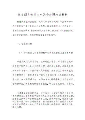 常务副县长民主生活会对照检查材料.docx