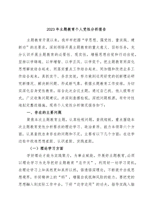 2023年主题教育个人党性分析报告.docx