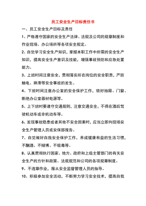 员工安全生产目标责任书.docx