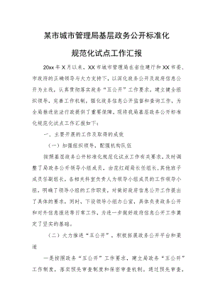 某市城市管理局基层政务公开标准化规范化试点工作汇报.docx