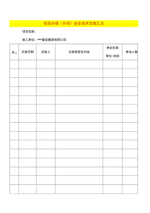 项目分部（分项）安全技术交底统计表模板.docx