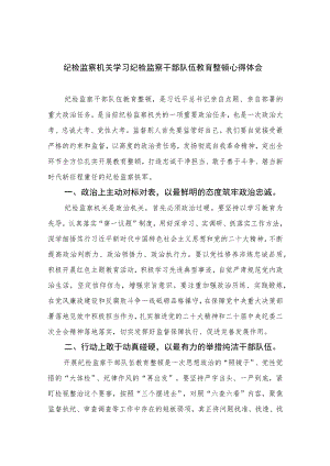 2023纪检监察机关学习纪检监察干部队伍教育整顿心得体会【10篇精选】供参考范文.docx