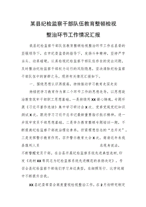 某县纪检监察干部队伍教育整顿检视整治环节工作情况汇报.docx