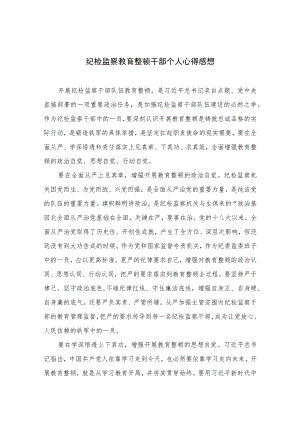 2023纪检监察教育整顿干部个人心得感想【10篇精选】供参考范文.docx