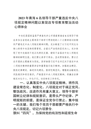 2023年青海6名领导干部严重违反中央八项规定精神问题以案促改专项教育整治活动心得体会（共7篇）.docx