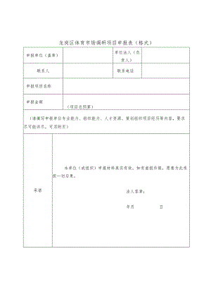 龙岗区体育市场调研项目申报表格式.docx