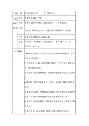 物业出纳职务说明书范文.docx