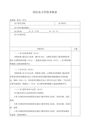 岗位实习学校考核表.docx