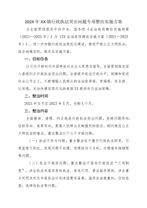 202X年XX镇行政执法突出问题专项整治实施方案.docx