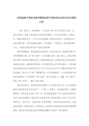 2023纪检监察干部队伍教育整顿纪检干部谈体会及研讨发言感想心得范文(精选三篇).docx