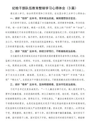 纪检干部队伍教育整顿学习心得体会（3篇）.docx