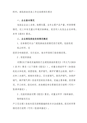 超低排放改造工作总结提纲及要求.docx