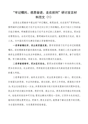 牢记嘱托感恩奋进走在前列研讨发言材料5篇.docx
