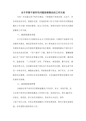关于开展干部作风问题排查整改的工作方案.docx