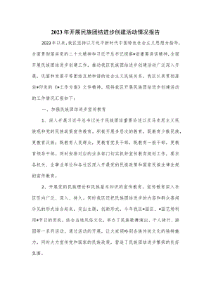 2023年开展民族团结进步创建活动情况报告.docx