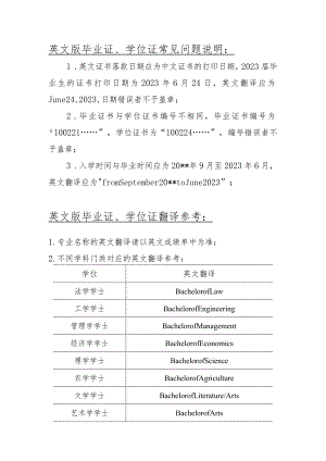 英文版毕业证、学位证常见问题说明.docx