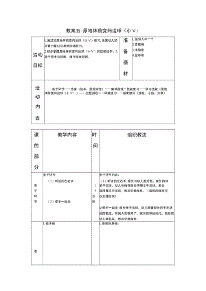 少儿篮球中级班原地体前变向运球(小V)教案.docx