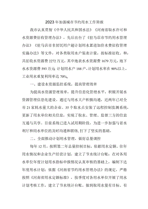 2023年加强城市节约用水工作简报.docx