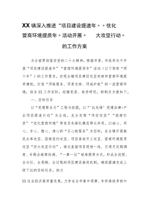 XX镇深入推进“项目建设提速年”“优化营商环境提质年”活动 开展“四大攻坚行动”的工作方案.docx