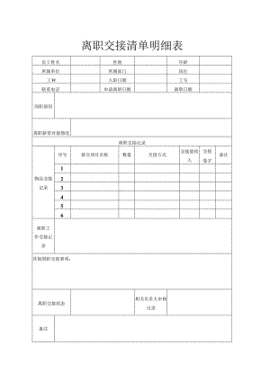 离职交接清单明细表.docx