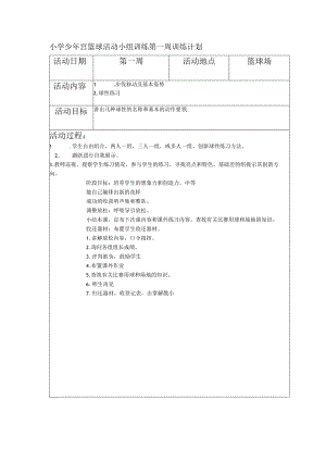 小学少年宫篮球活动小组训练第一周训练计划.docx