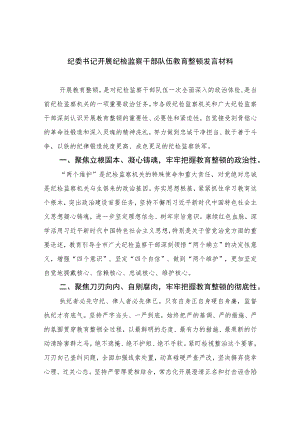 2023纪委书记开展纪检监察干部队伍教育整顿发言材料范文精选三篇.docx