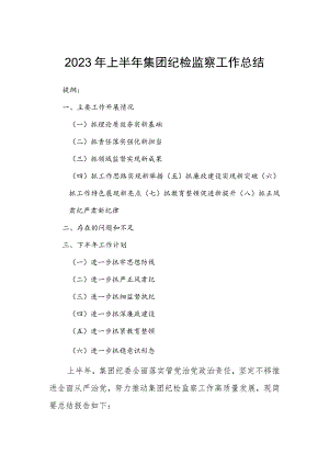 2023年上半年集团纪检监察工作总结.docx