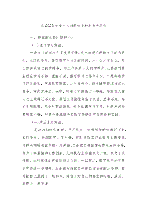 在2023年度个人对照检查材料参考范文.docx