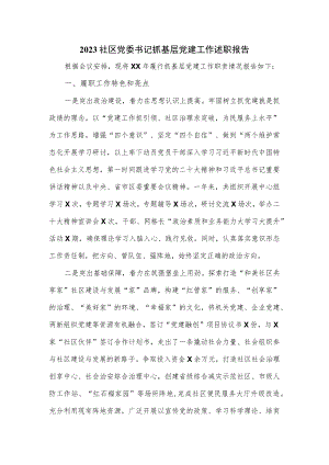 2023社区党委书记抓基层党建工作述职报告.docx