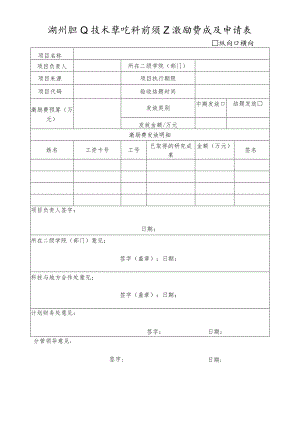 湖州职业技术学院科研项目激励费发放申请表.docx