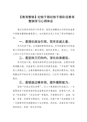 2023【教育整顿】纪检干部纪检干部队伍教育整顿学习心得体会5篇精选范文.docx