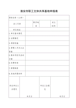 淮安市职工文体共享基地申报表.docx