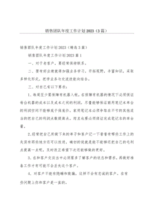 销售团队年度工作计划2023（3篇）.docx