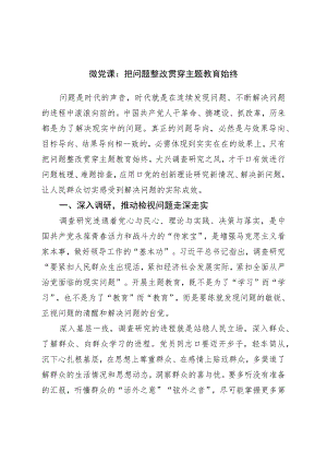 微党课：把问题整改贯穿主题教育始终.docx