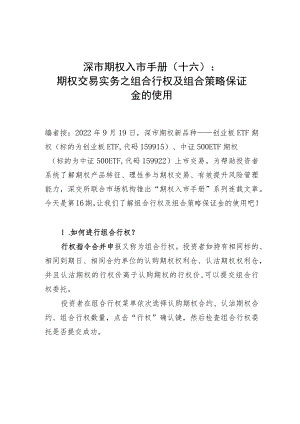 深市期权入市手册十六期权交易实务之组合行权及组合策略保证金的使用.docx