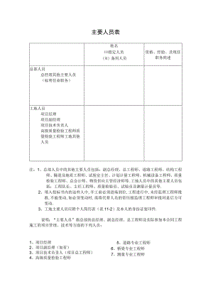主要人员表工程文档范本.docx