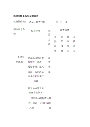 危险品停车场安全检查表全.docx