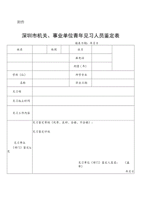 深圳市机关、事业单位青年见习人员鉴定表.docx