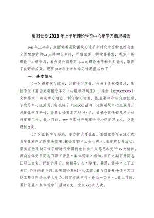 集团党委2023年上半年理论学习中心组学习情况报告.docx
