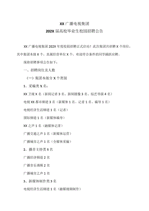 XX广播电视集团202X届高校毕业生校园招聘公告.docx