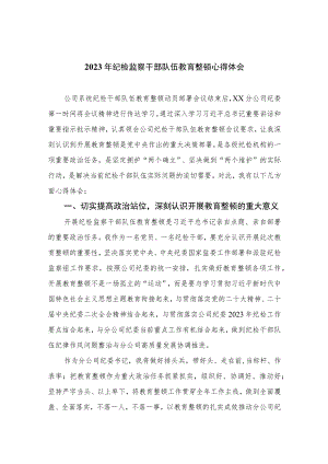 【2023纪检教育整顿】2023年纪检监察干部队伍教育整顿心得体会四篇(最新精选).docx