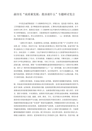 副市长“高质量发展我该谋什么”专题研讨发言.docx