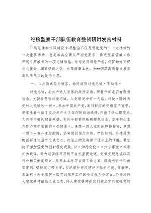 纪检监察干部队伍教育整顿研讨发言材料.docx
