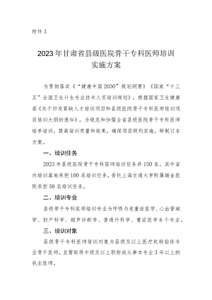 2023年县级医院骨干专科医师培训项目实施方案.docx