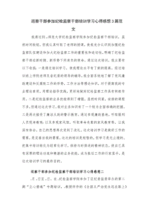 巡察干部参加纪检监察干部培训学习心得感想3篇范文.docx
