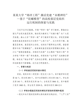 某某大学“熔淬工程”激活党建“末梢神经”——基于“陀螺模型”的高校基层党组织运行机制的探索与实践.docx
