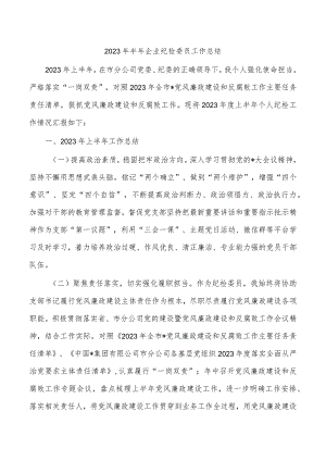 2023年半年企业纪检委员工作总结.docx