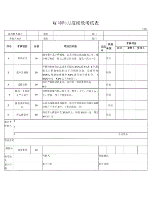 咖啡师月度绩效考核表.docx