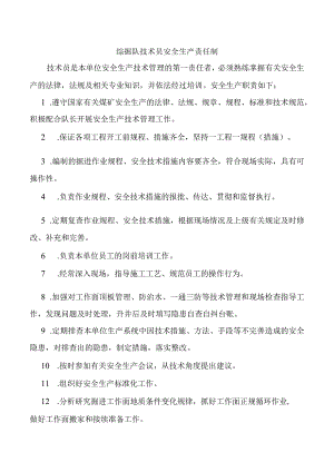 综掘队技术员安全生产责任制.docx