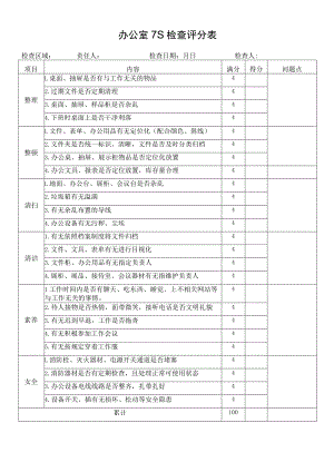 办公室7S检查评分表.docx